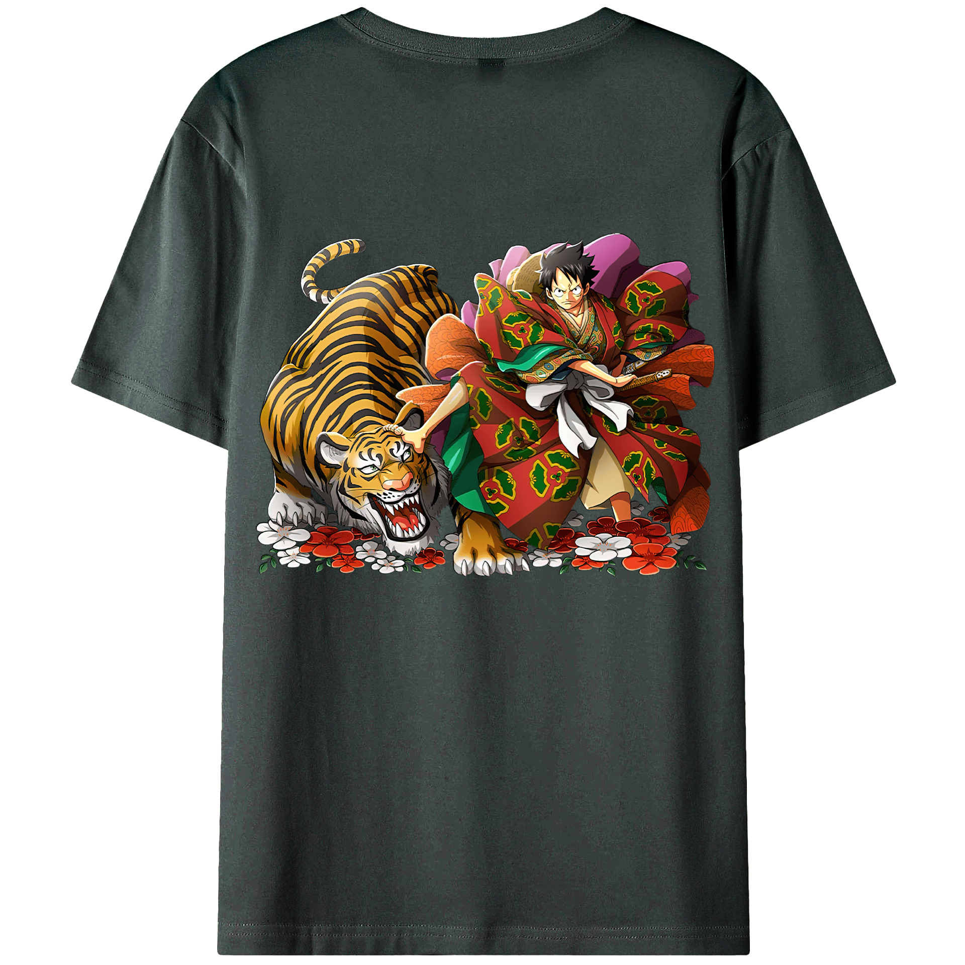 （画像用） ワンピース モンキー・D・ルフィ ONE PIECE Monkey D. Luffy 綿100％ メンズ半袖Tシャツ（バックプリント） 通気性